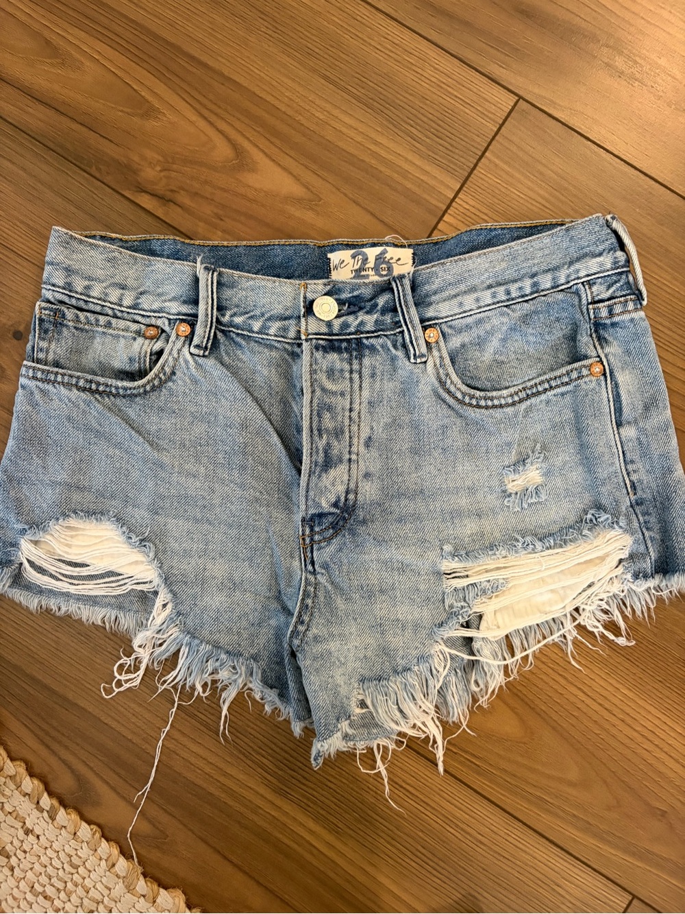 We the Free Distressed Light Blue Denim Women's Shorts